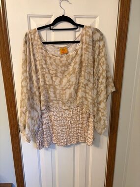 Ruby Rd. Beige Printed Layered Tunic Top